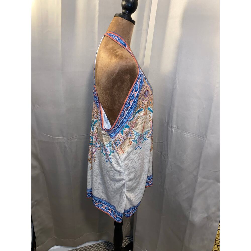 Flying Tomato Boho Halter Top M/L Open Front Tribal Print Lightweight - Picture 5 of 9